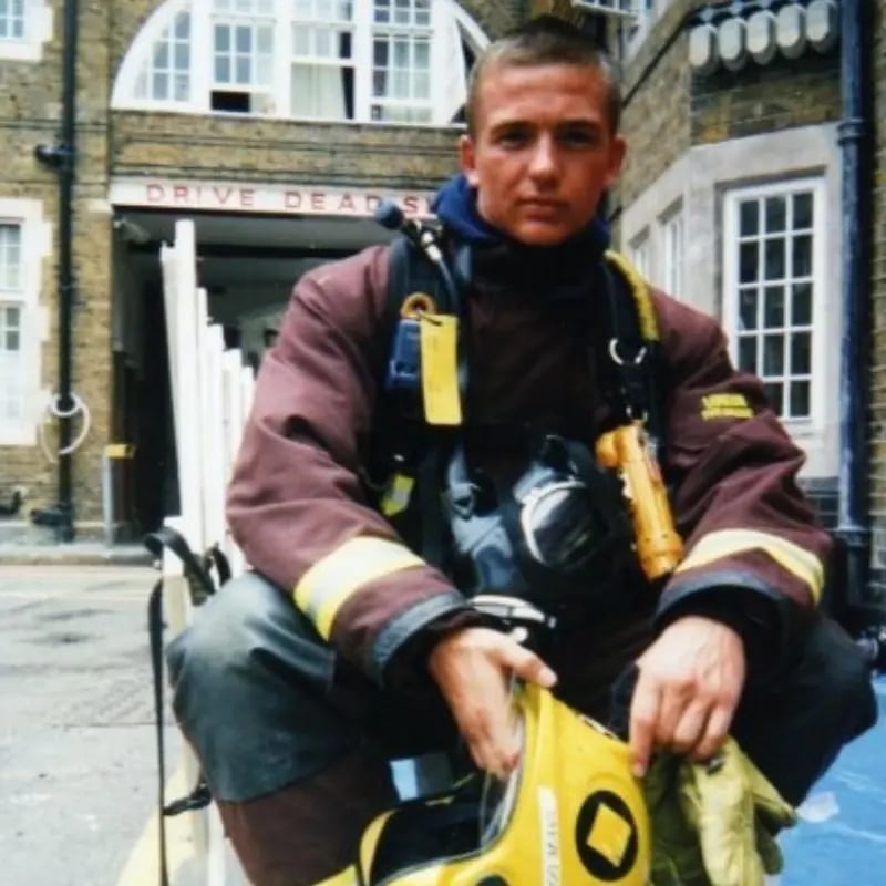 Steve Doran in his London Fire Brigade uniform during his years as a firefighter before building his property portfolio